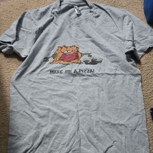 Graphic 'Make Me A Pizza' Gray T-Shirt